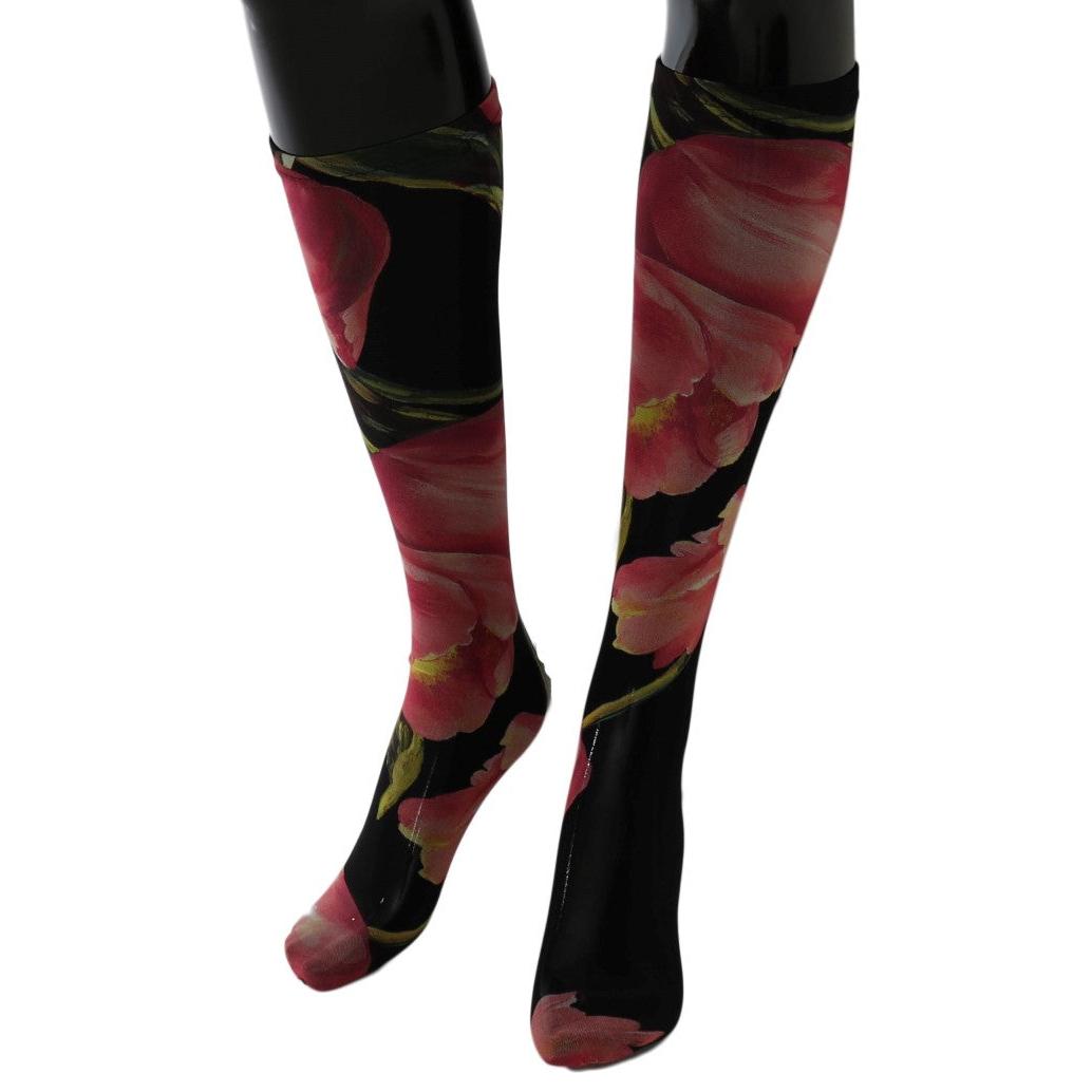 Multicolor Floral Tulip Nylon Socks