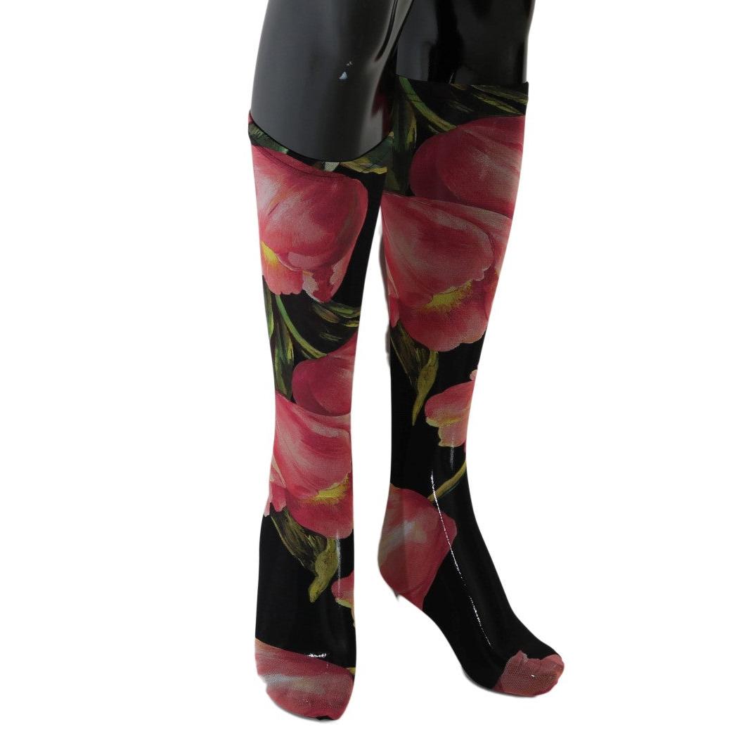 Multicolor Floral Tulip Nylon Socks