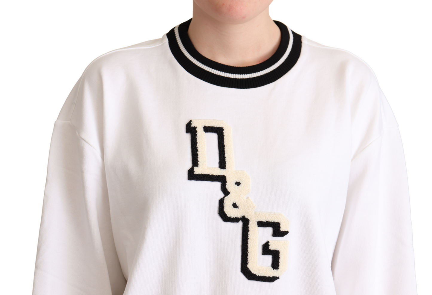 White D&G Crewneck Pullover Sweater