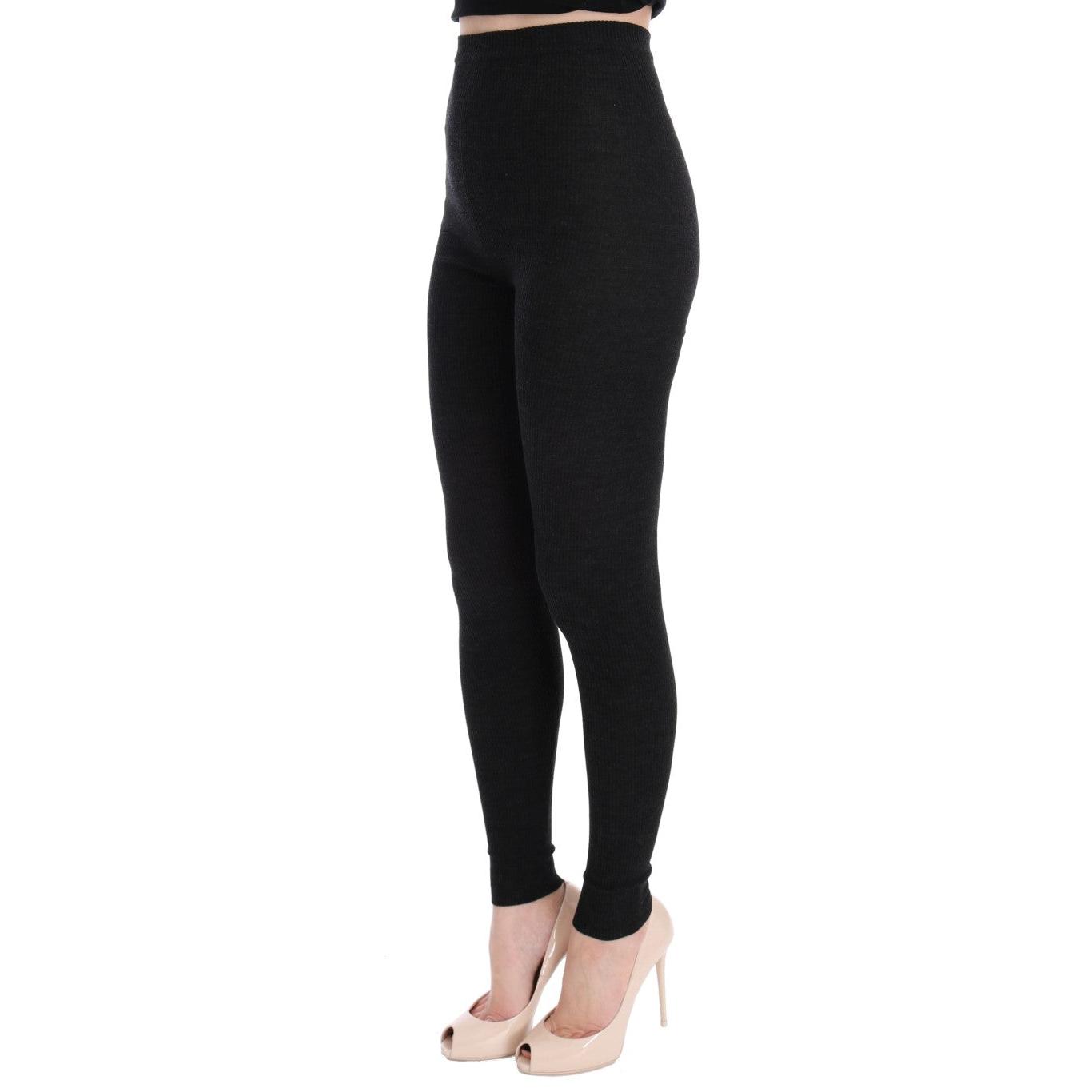 Gray Wool Stretch Tights