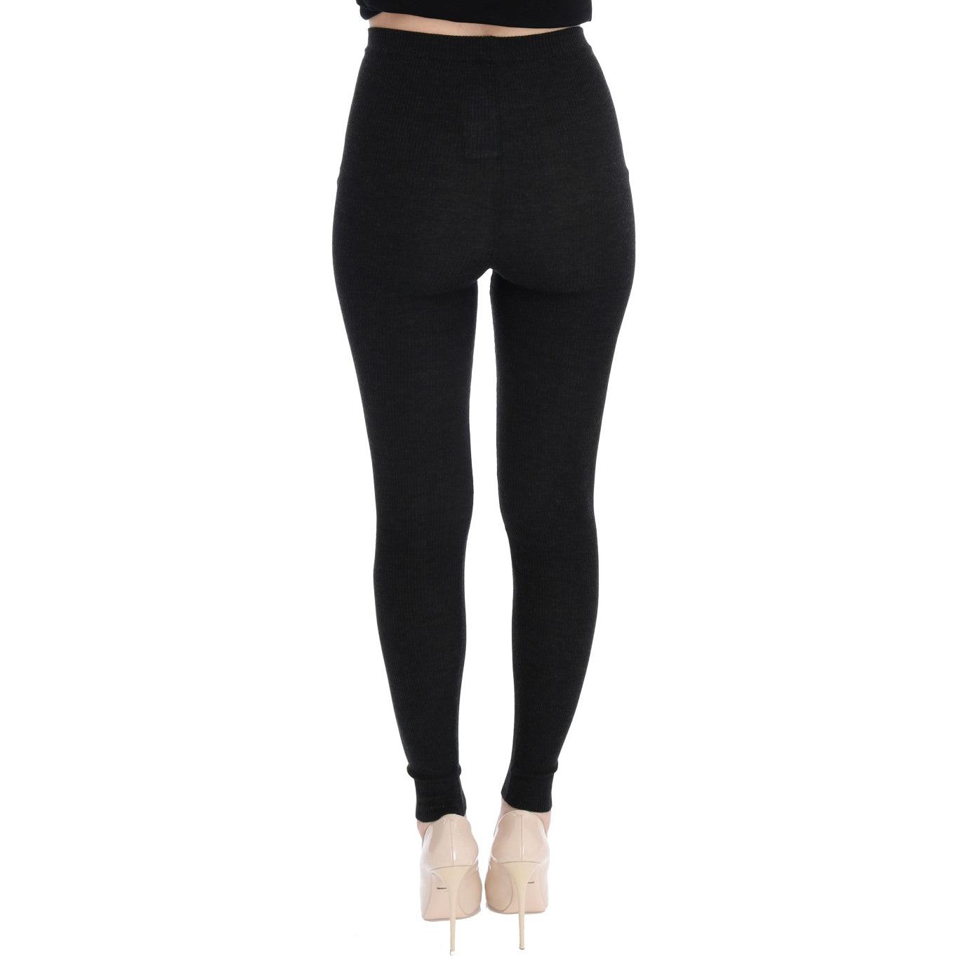 Gray Wool Stretch Tights