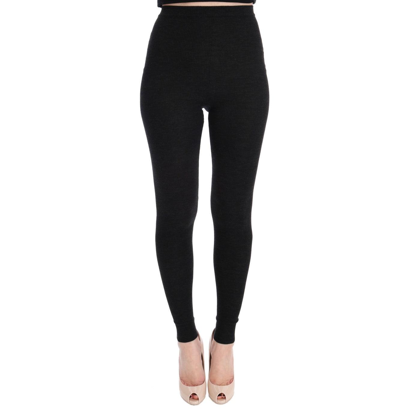 Gray Wool Stretch Tights