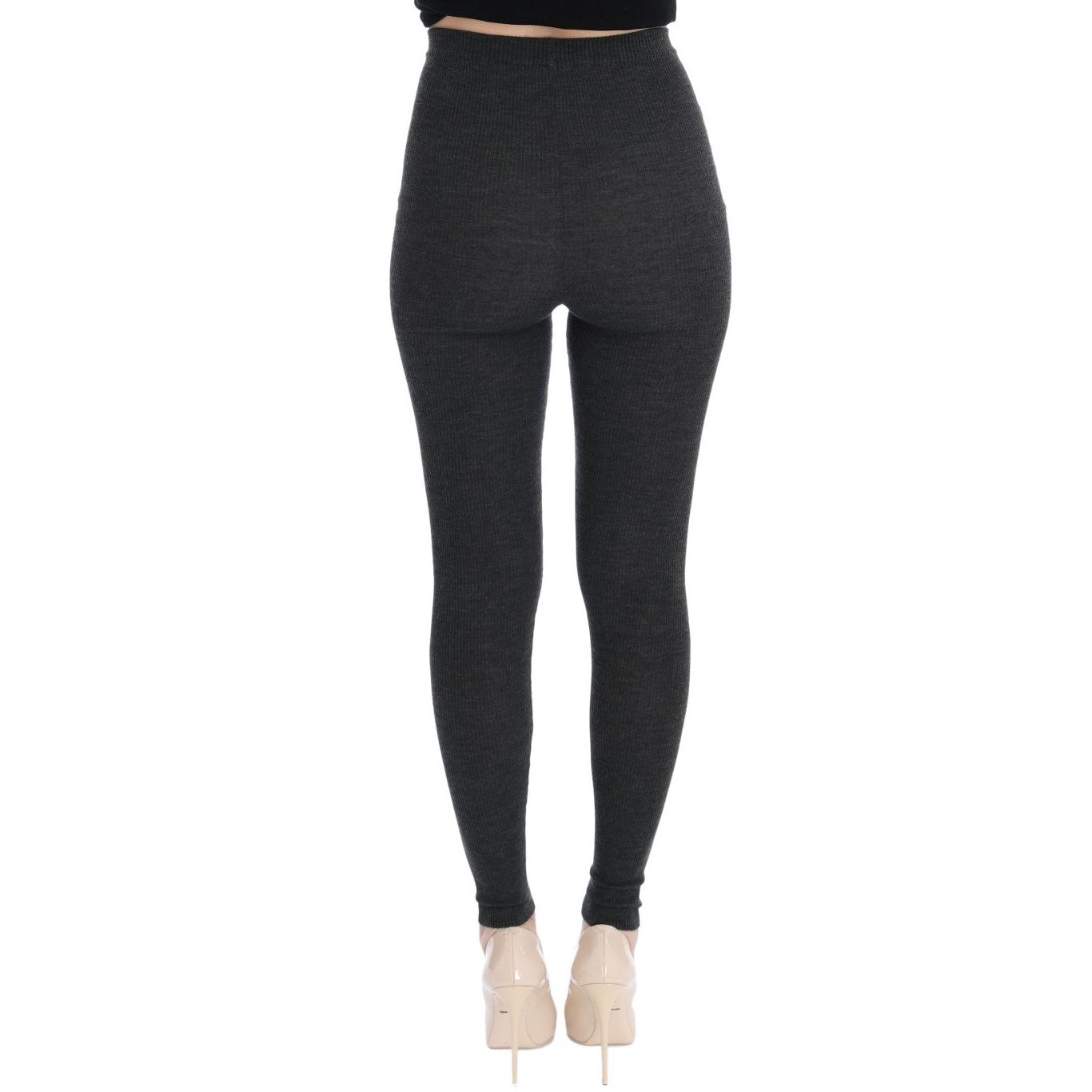 Gray Wool Stretch Tights