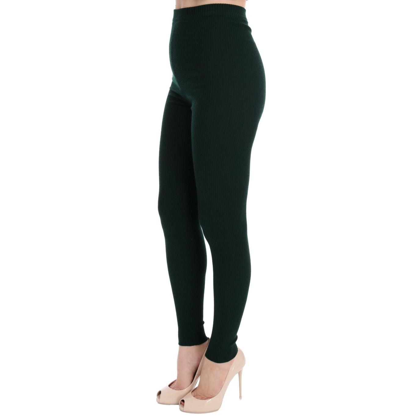 Green Wool Stretch Tights