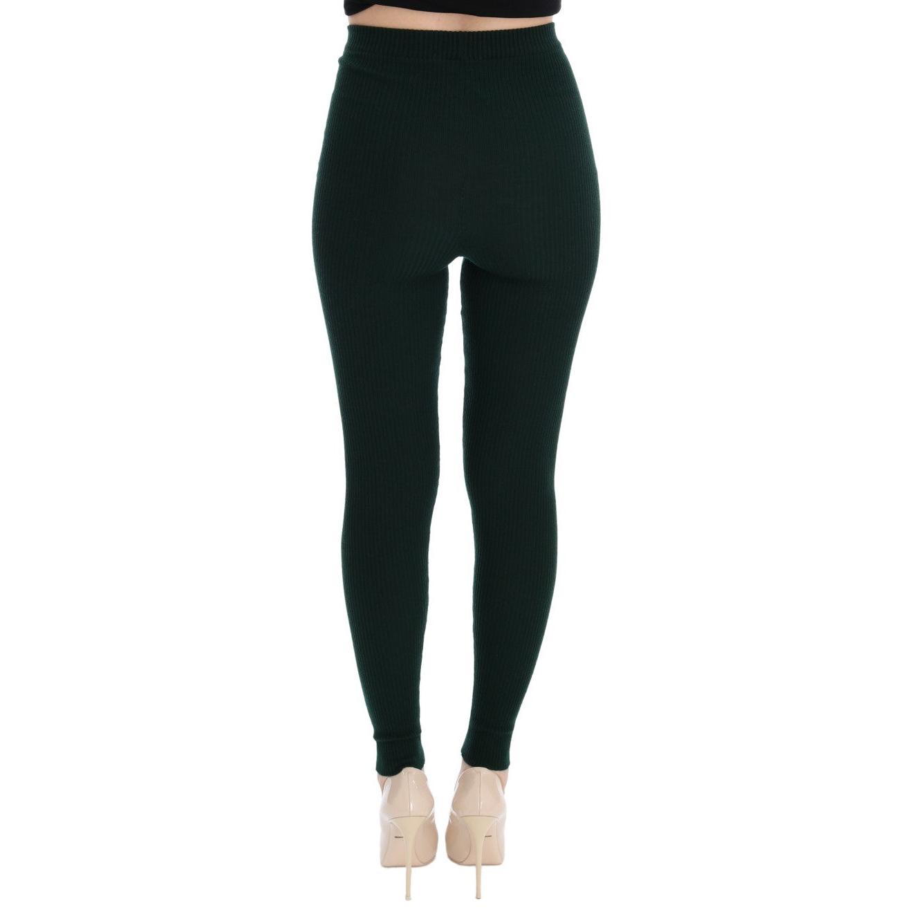 Green Wool Stretch Tights