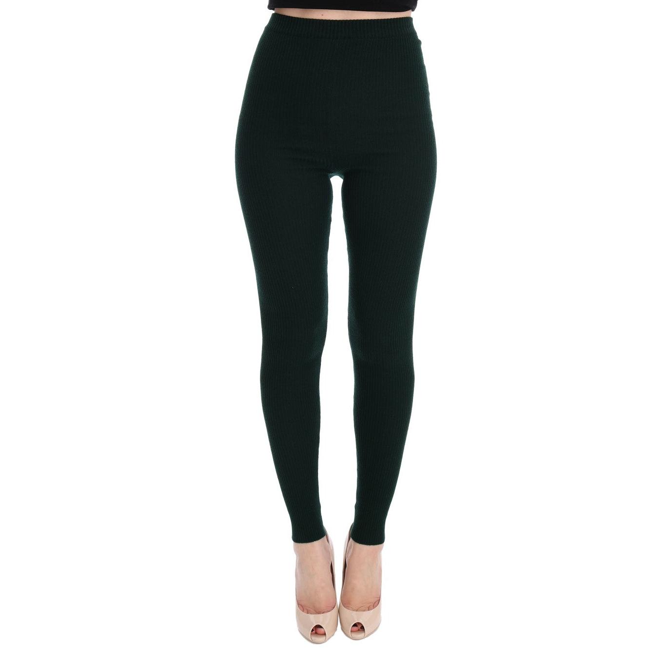 Green Wool Stretch Tights