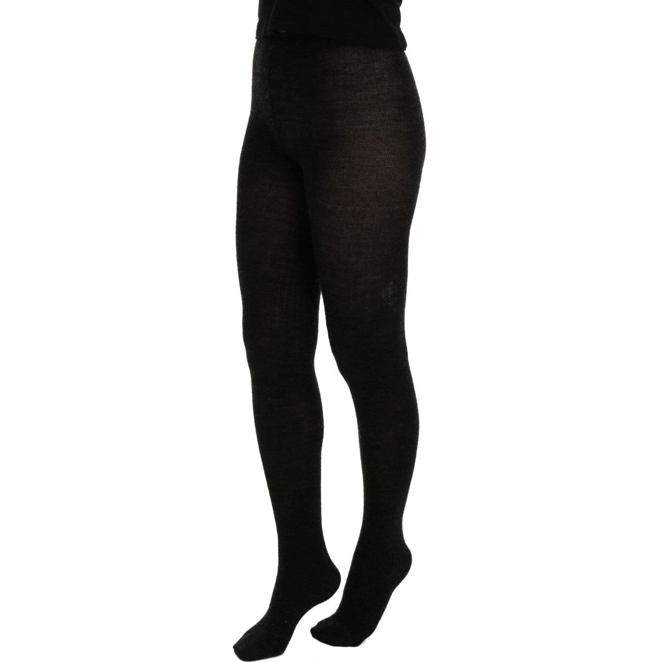 Gray Wool Blend Stretch Tights