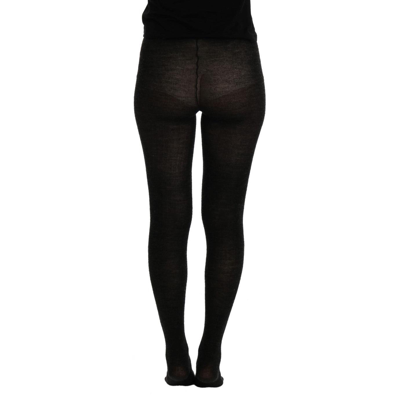 Gray Wool Blend Stretch Tights