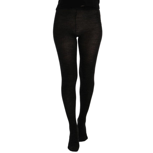 Gray Wool Blend Stretch Tights