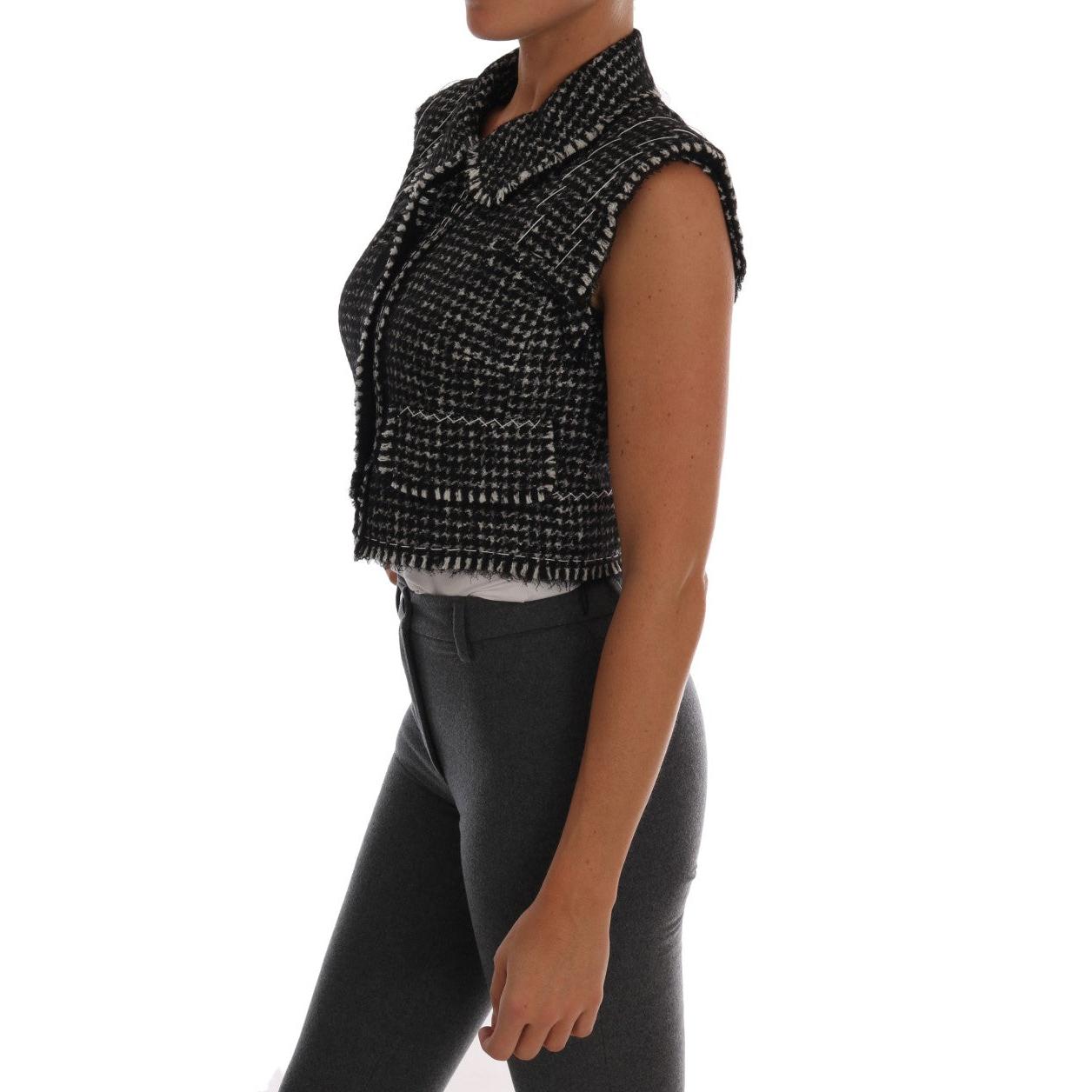 Gray Black Tweed Vest Jacket