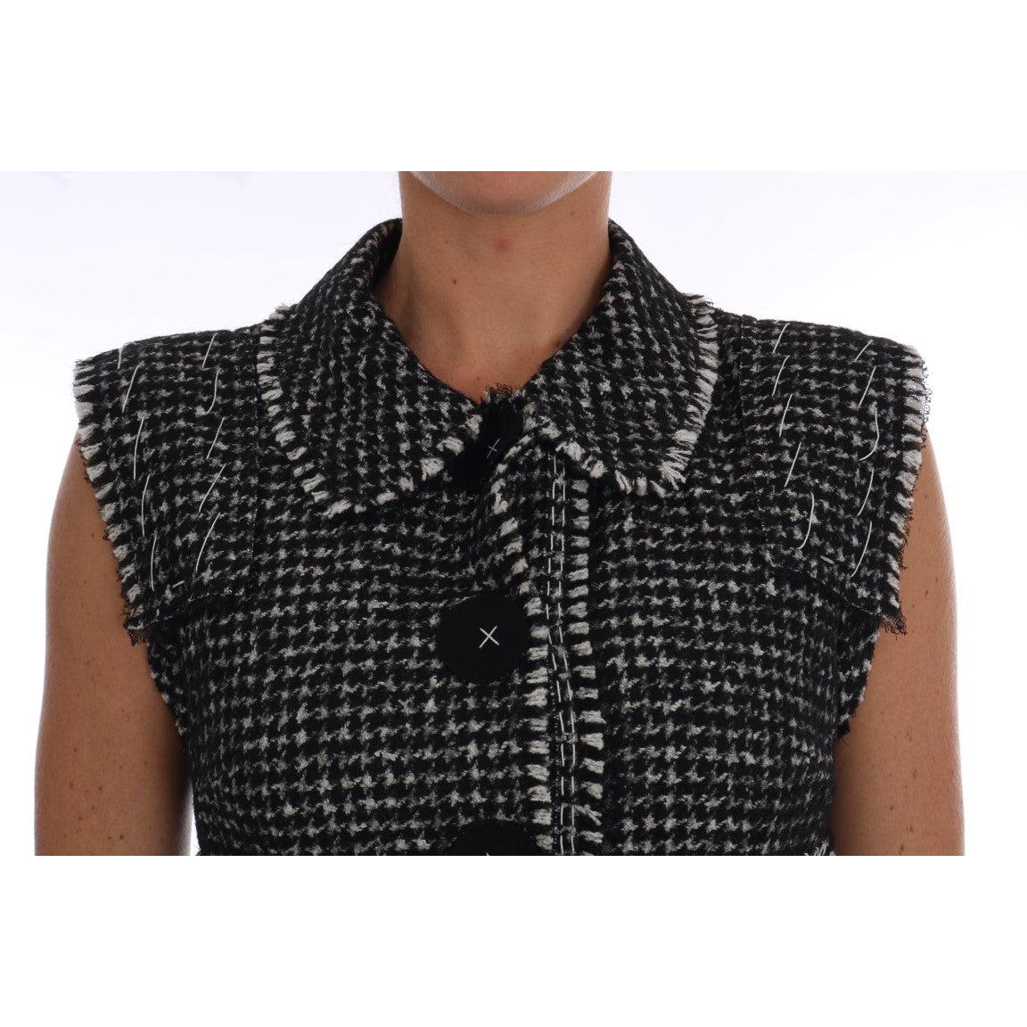 Gray Black Tweed Vest Jacket
