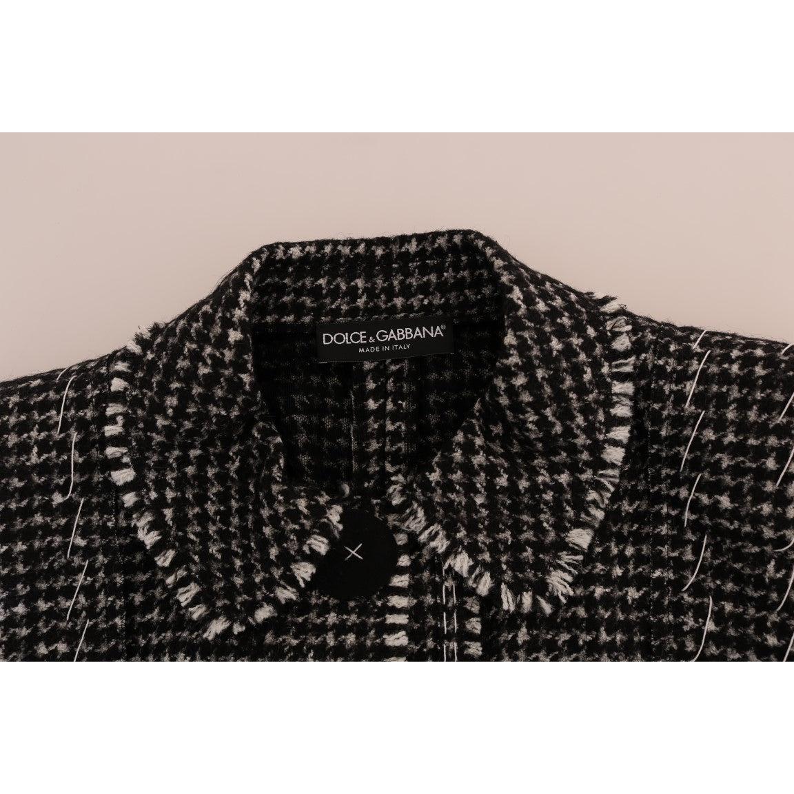 Gray Black Tweed Vest Jacket