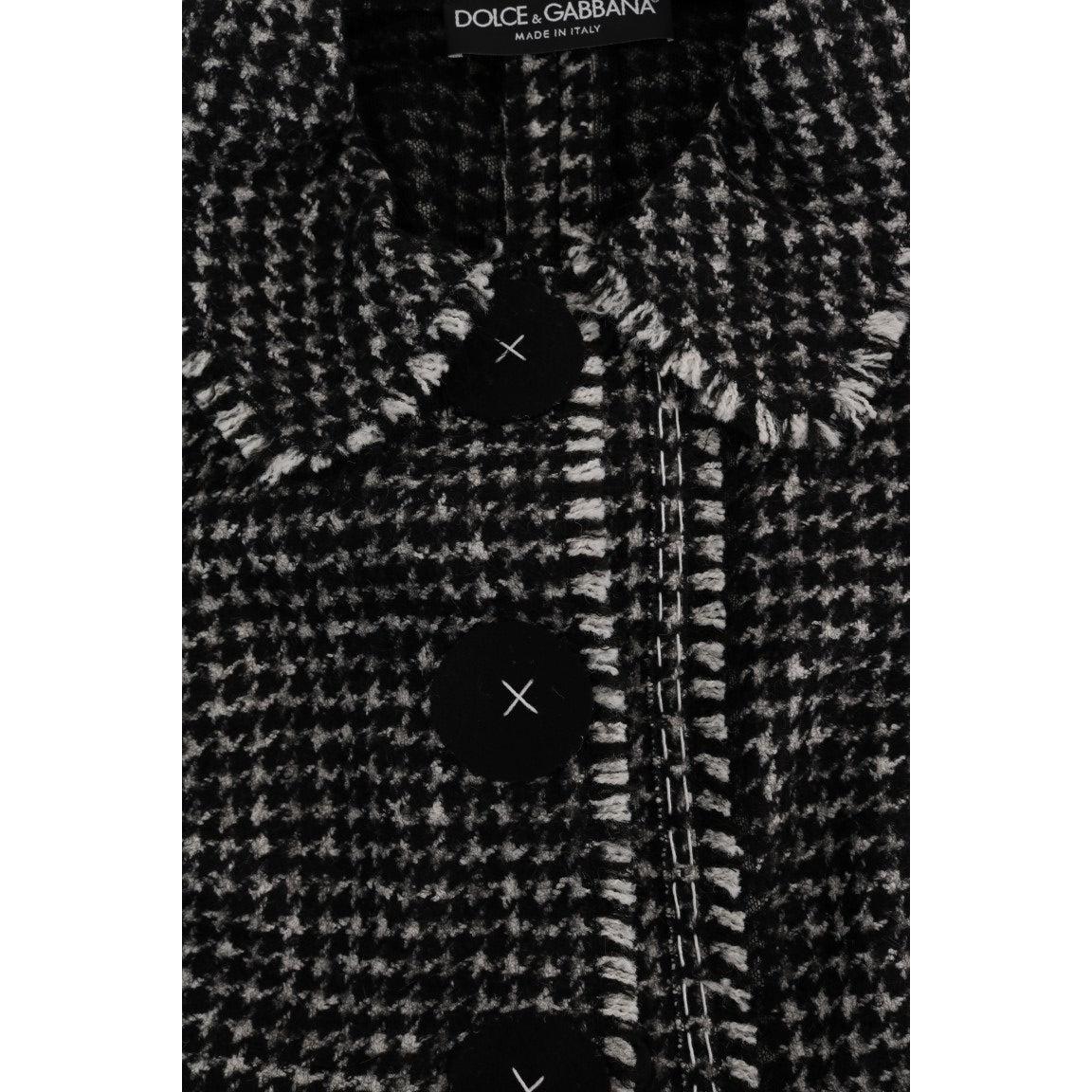 Gray Black Tweed Vest Jacket
