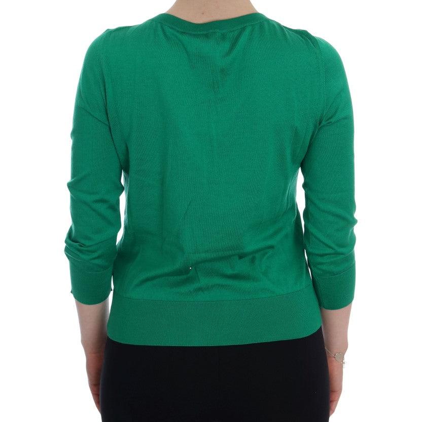 Green Silk Crystal Banana Sweater