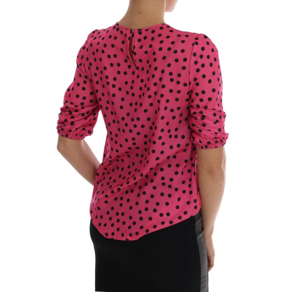 Pink Polka Dotted Silk Blouse