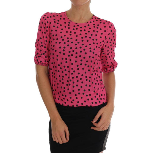 Pink Polka Dotted Silk Blouse