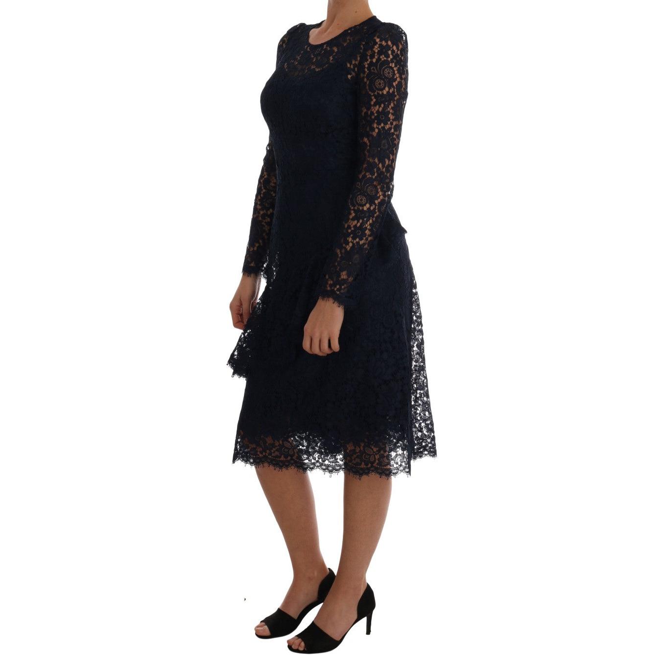 Blue Taormina Floral Lace Sheath Dress