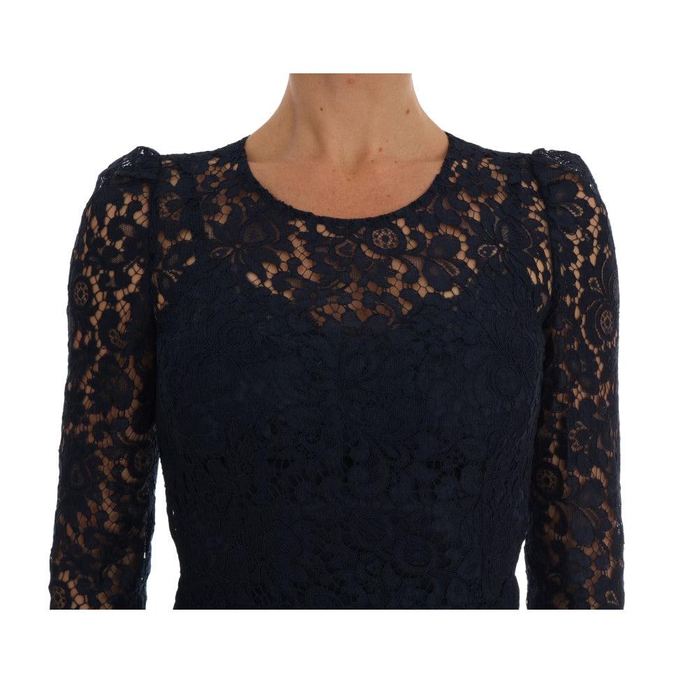 Blue Taormina Floral Lace Sheath Dress