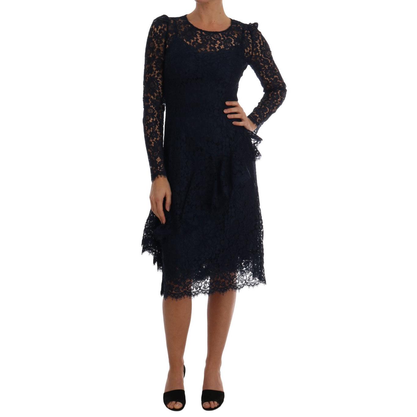 Blue Taormina Floral Lace Sheath Dress