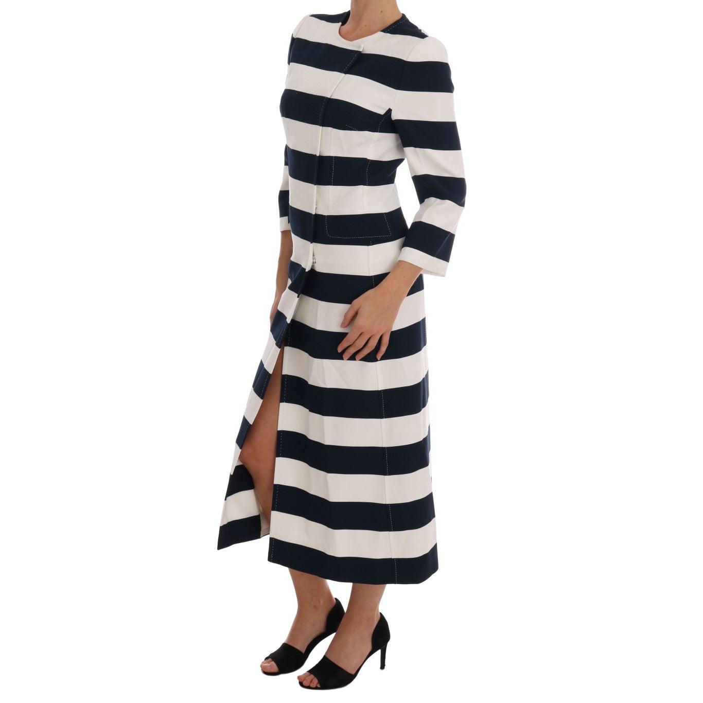 Blue White Striped Stretch Coat