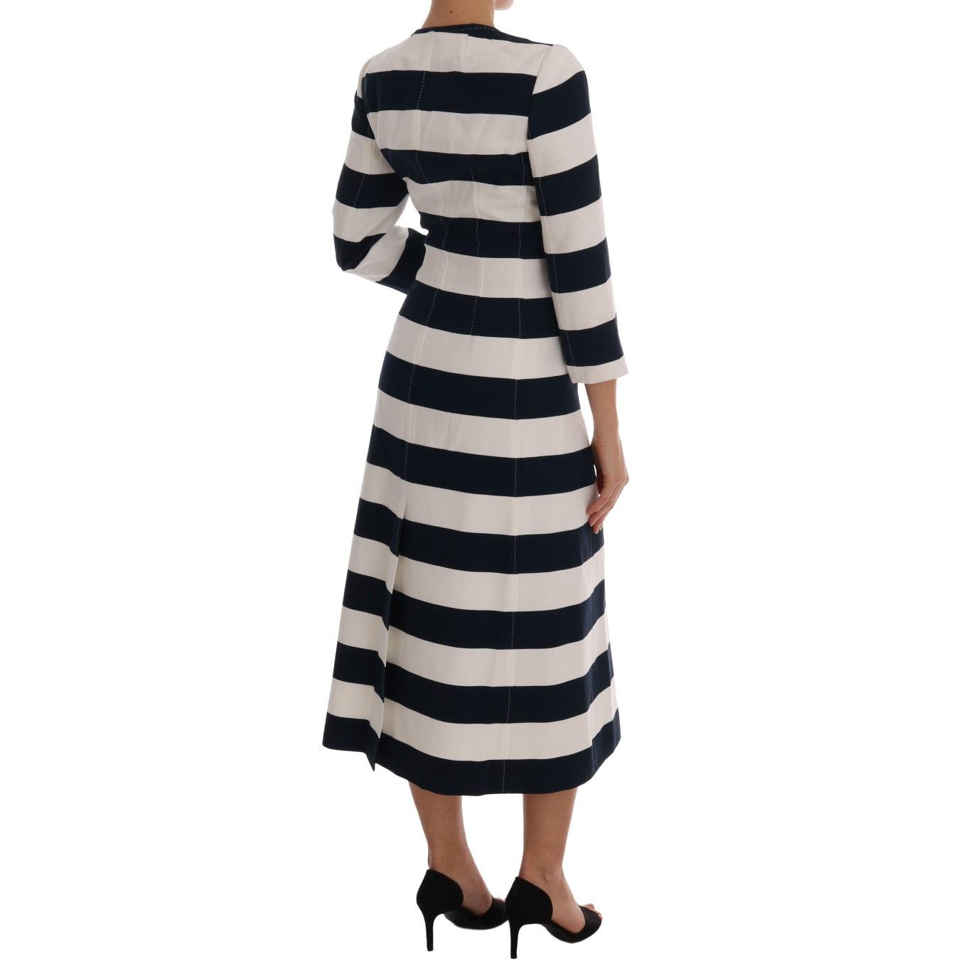 Blue White Striped Stretch Coat