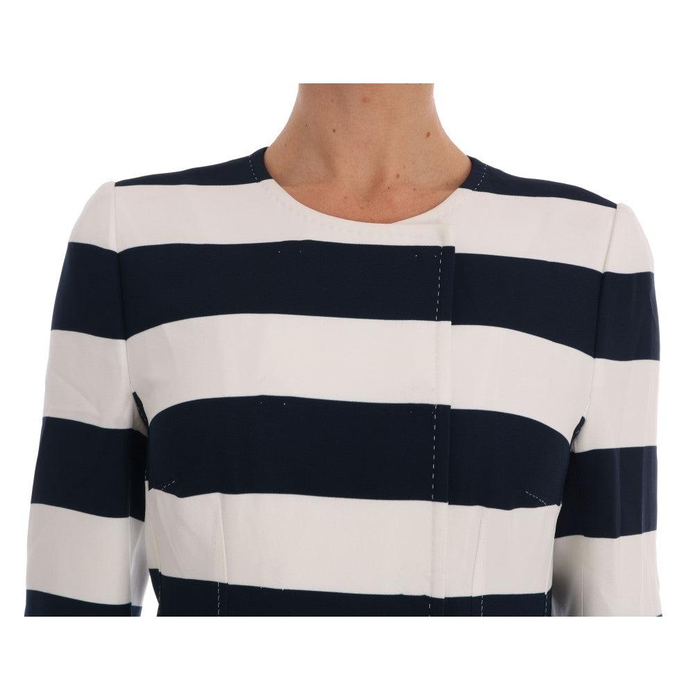 Blue White Striped Stretch Coat