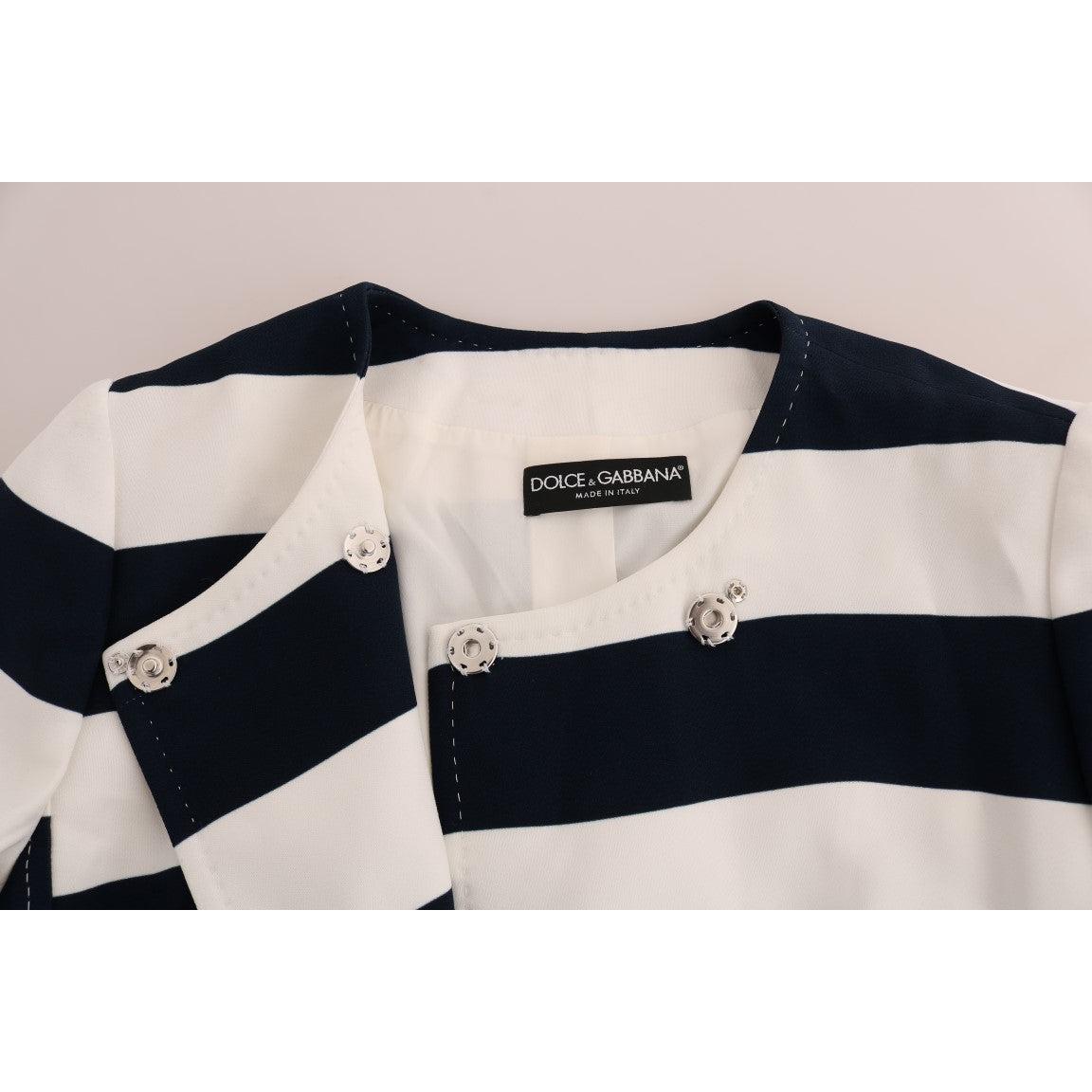 Blue White Striped Stretch Coat