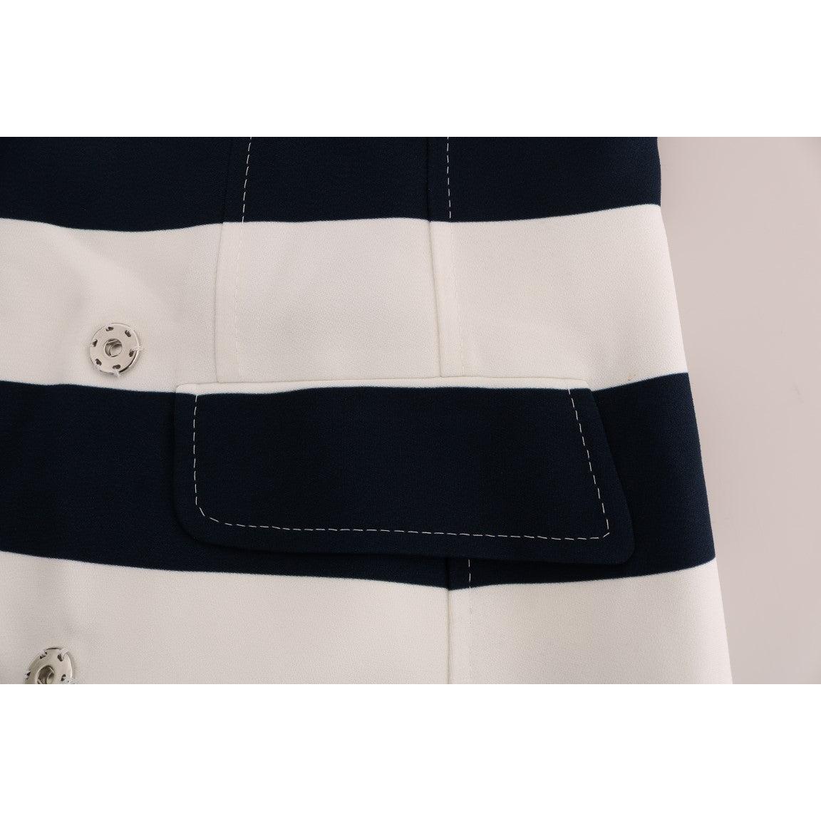 Blue White Striped Stretch Coat