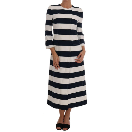 Blue White Striped Stretch Coat