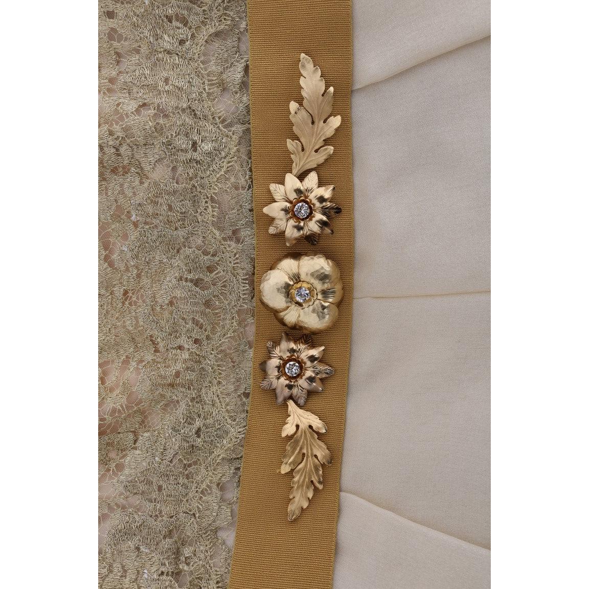 Gold Silk Crystal Embellished Dress - coffeewithmee2