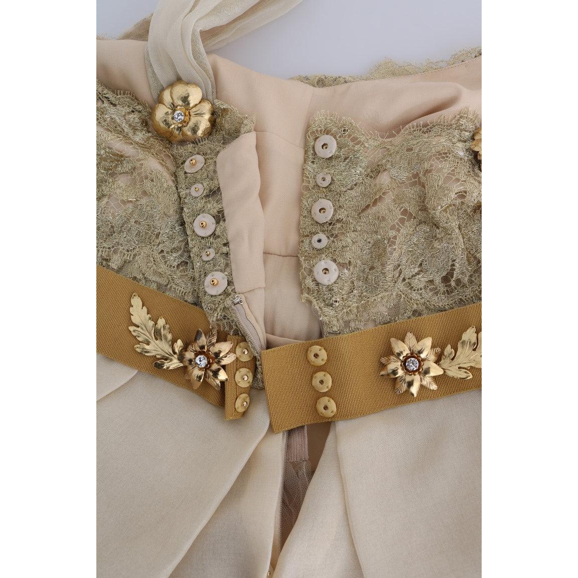 Gold Silk Crystal Embellished Dress - coffeewithmee2