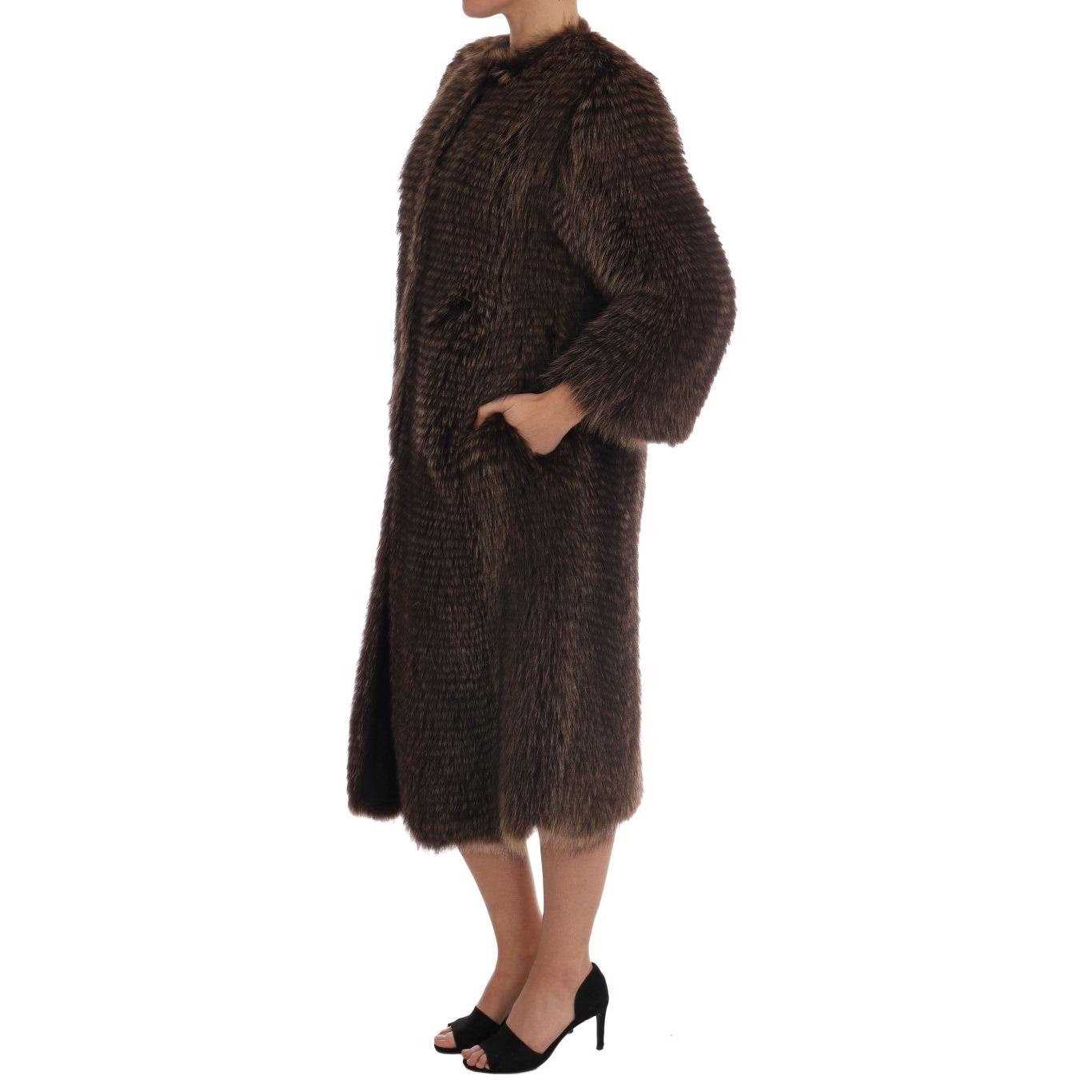 Brown Raccoon Fur Coat Jacket - coffeewithmee2