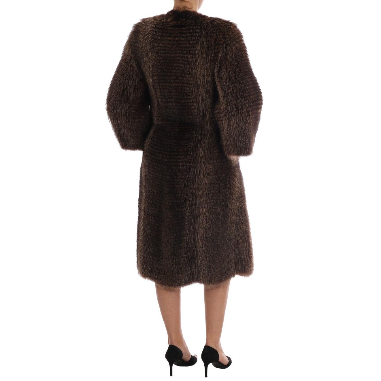 Brown Raccoon Fur Coat Jacket - coffeewithmee2