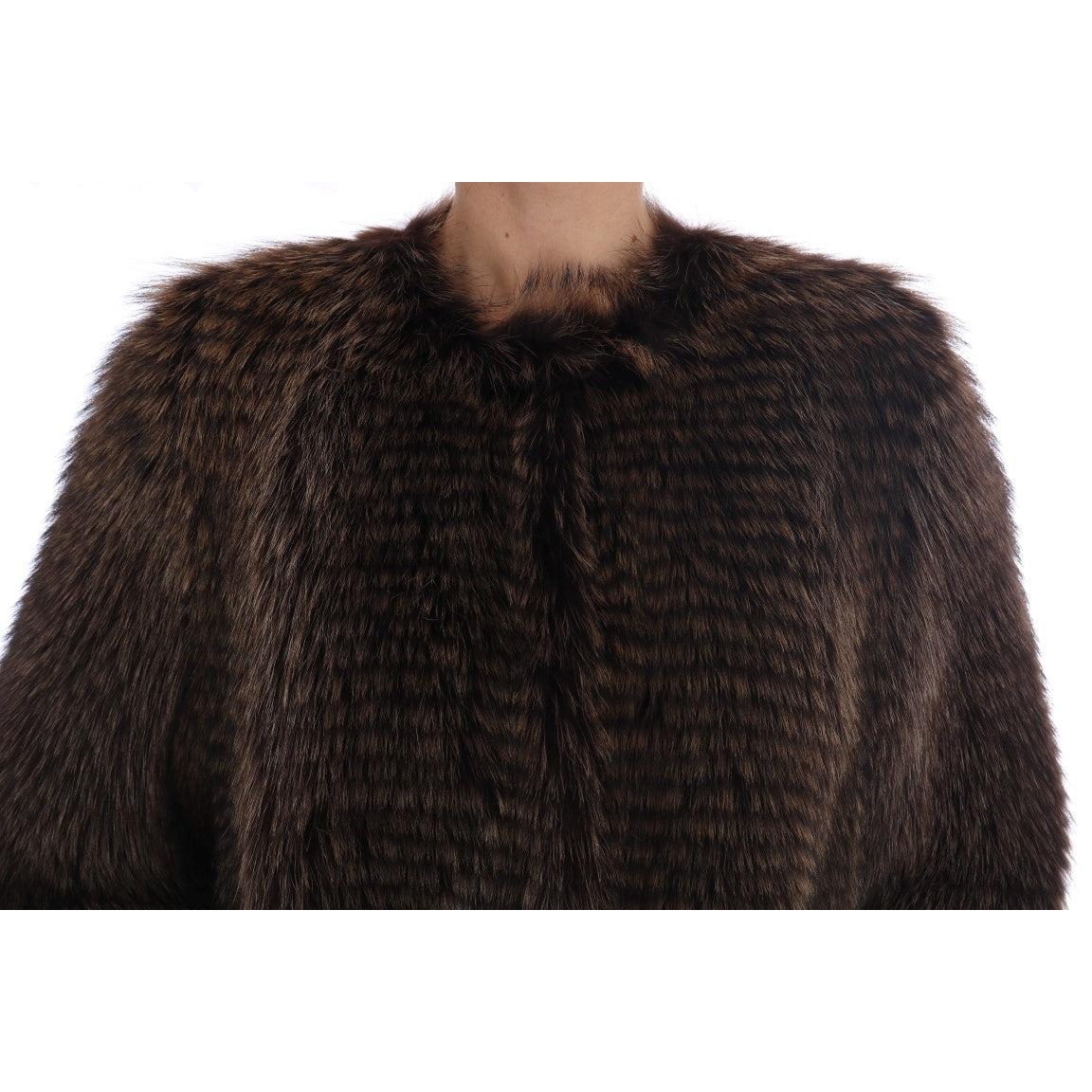 Brown Raccoon Fur Coat Jacket - coffeewithmee2