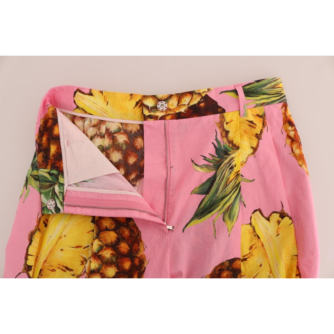 Multicolor Pineapple Print Cotton Capri Pants - coffeewithmee2