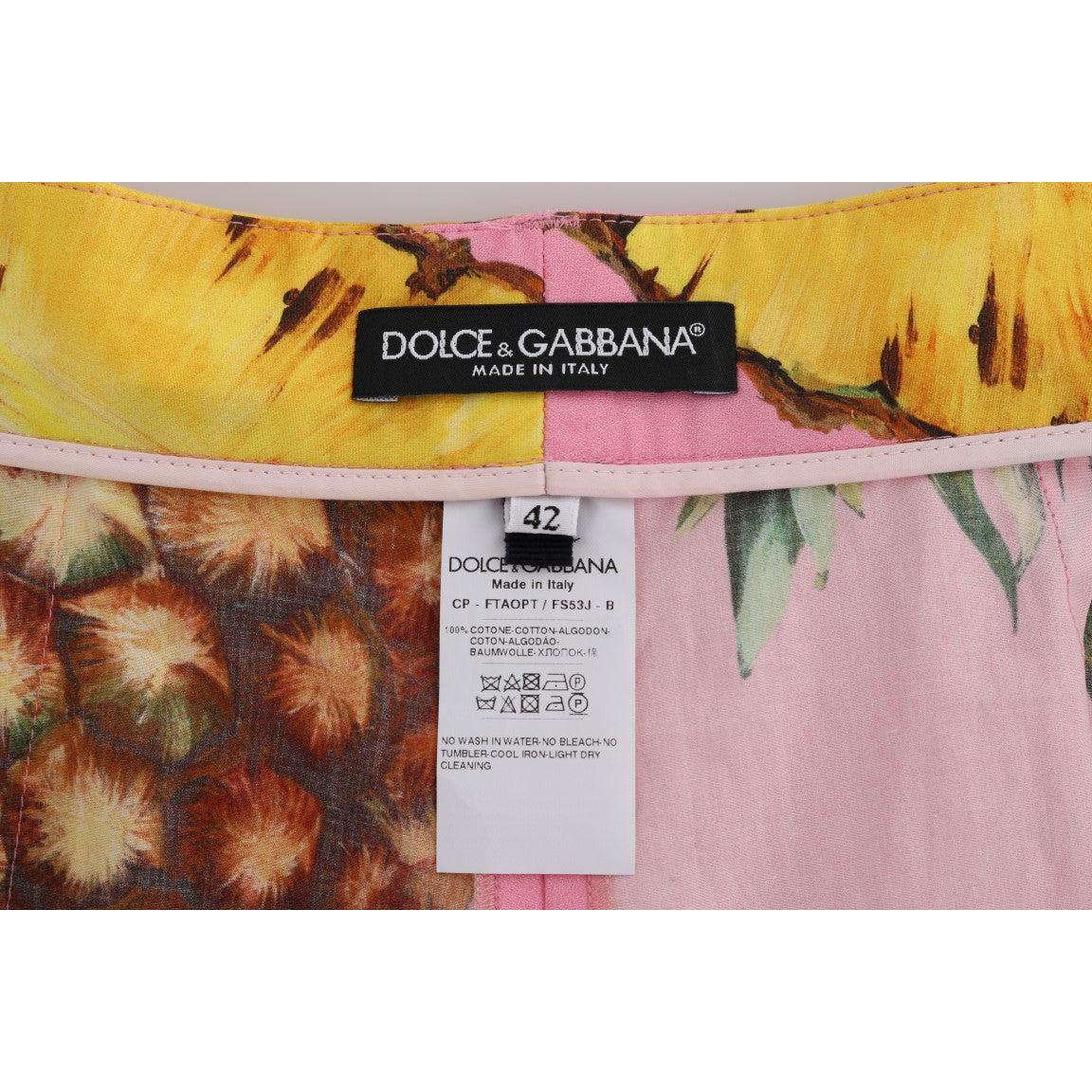 Multicolor Pineapple Print Cotton Capri Pants - coffeewithmee2