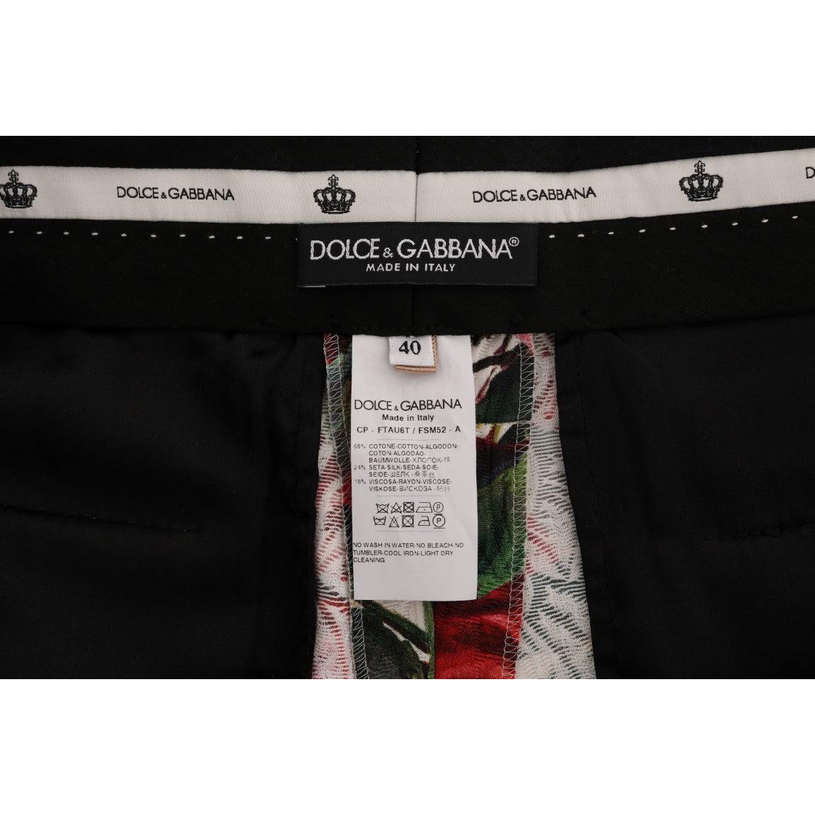 Multicolor Roses Print Brocade Capri Pants - coffeewithmee2