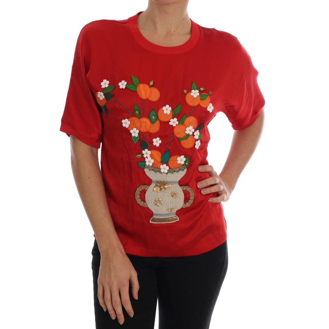 Red Silk Orange Vase Crystal Top - coffeewithmee2