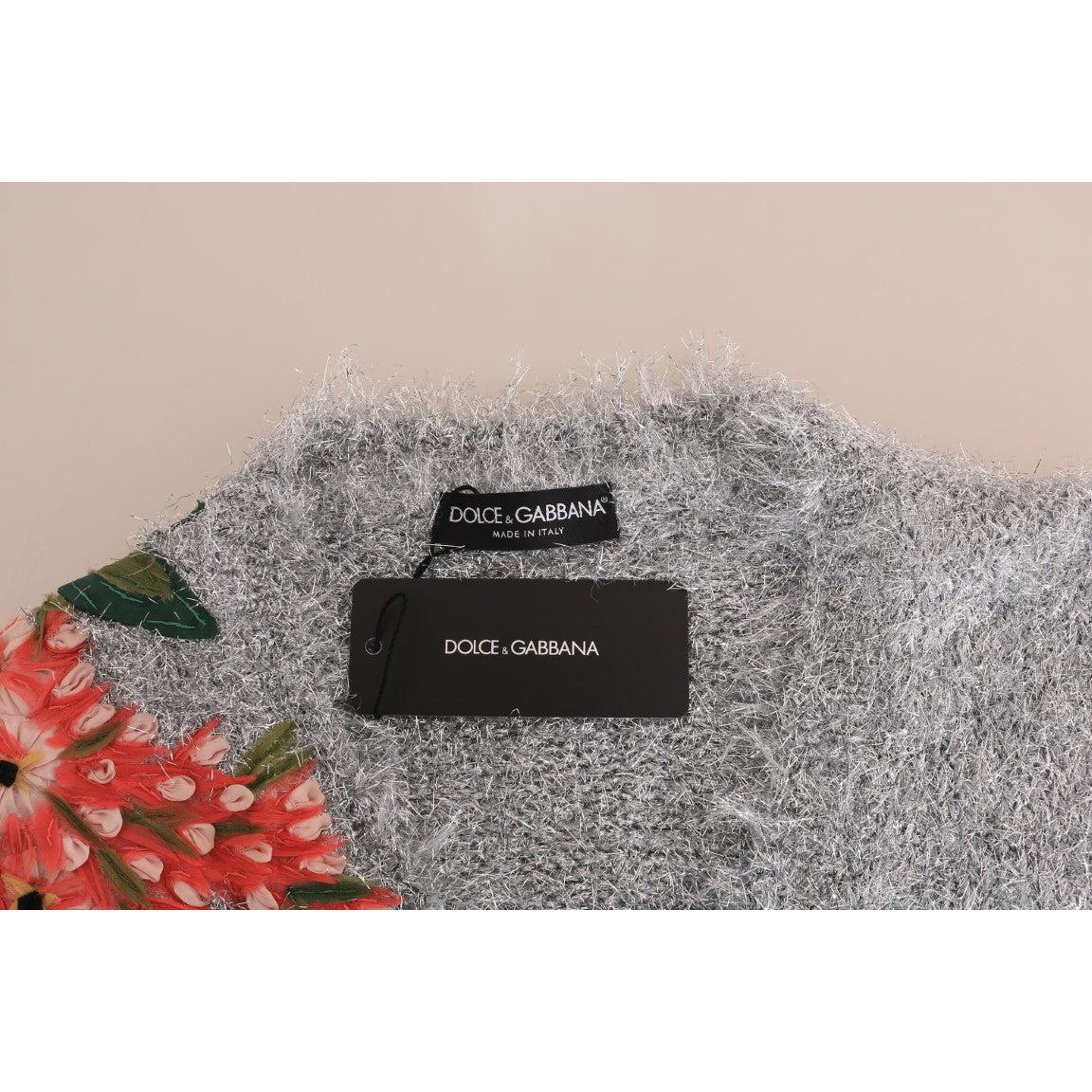 Silver Cardigan Floral Applique Sweater - coffeewithmee2