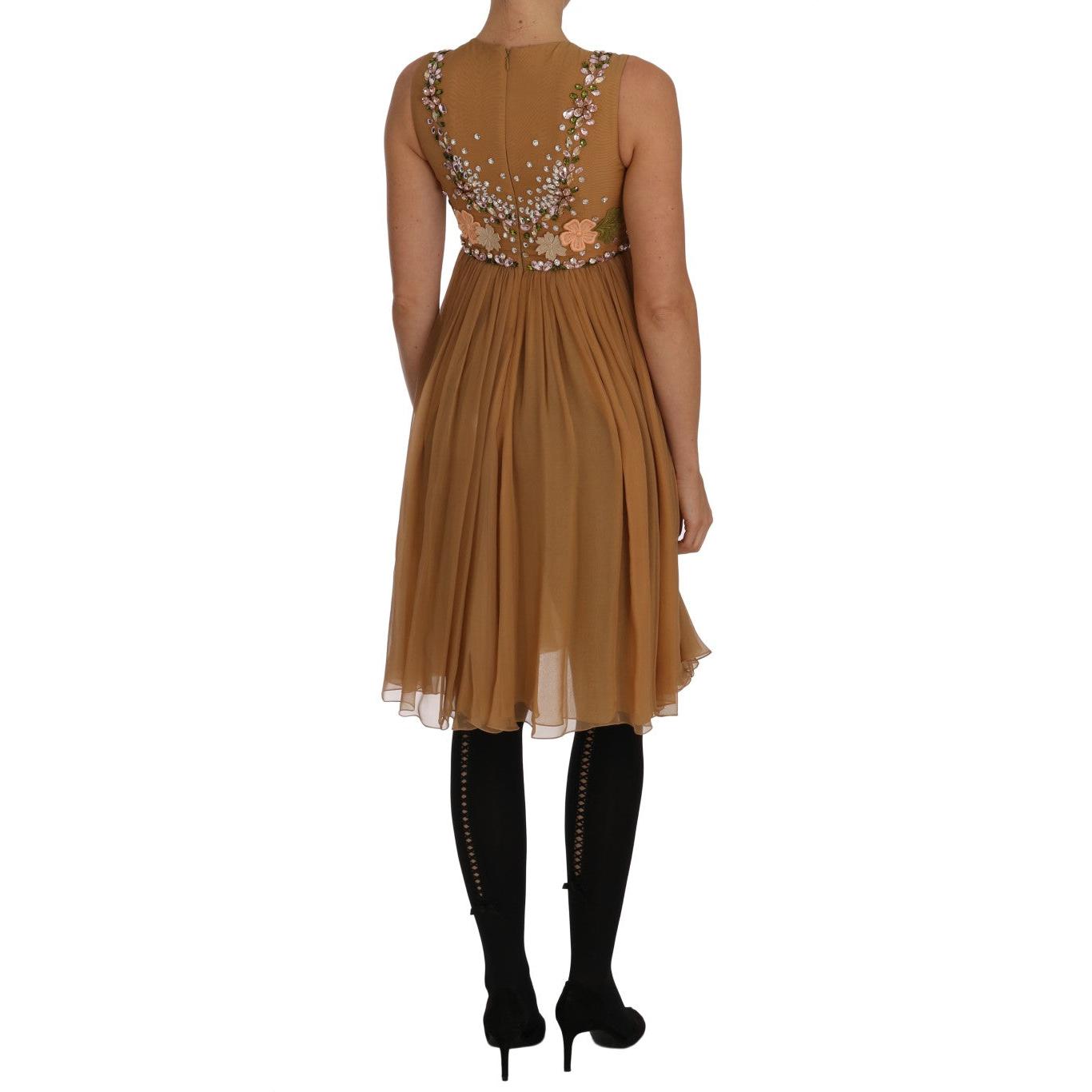 Crystal Silk Gold A-Line Gown Dress - coffeewithmee2