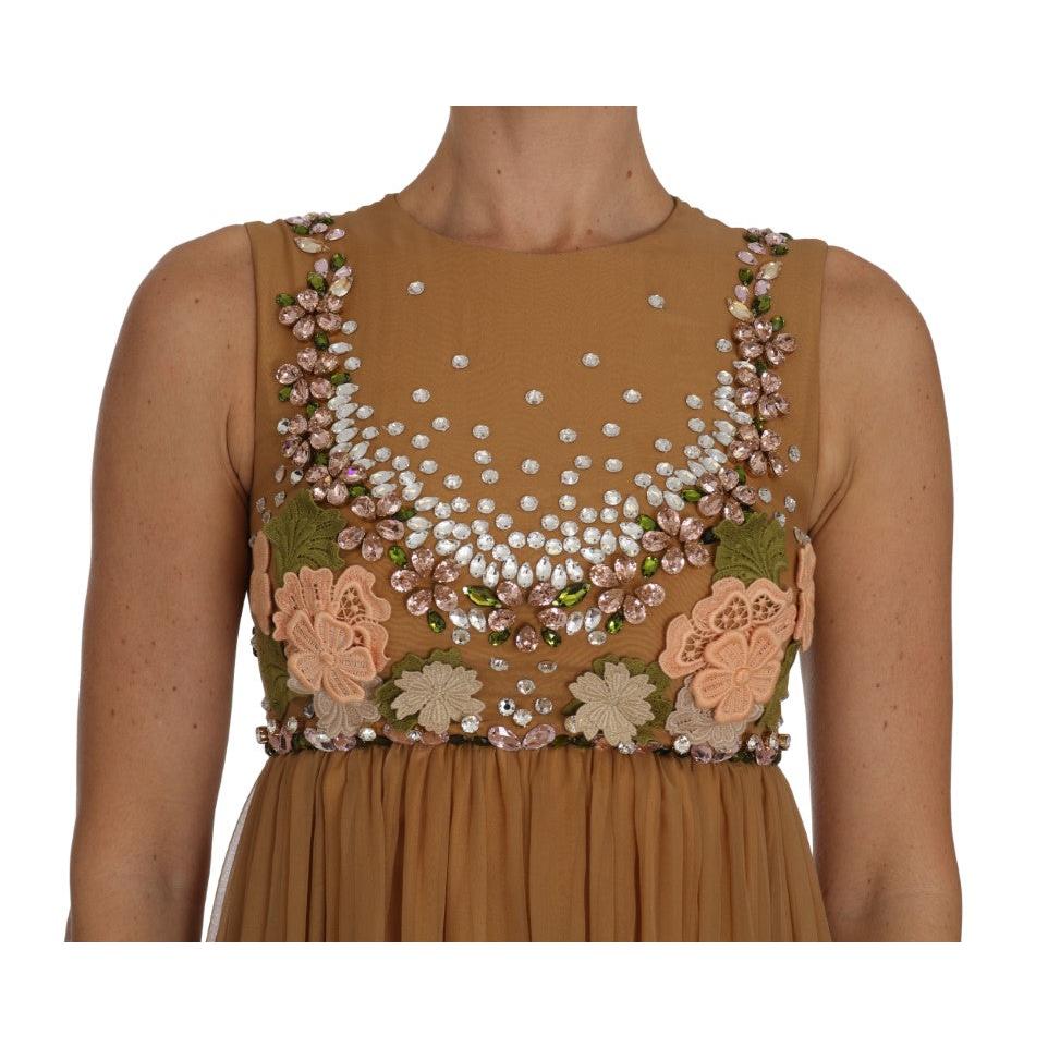 Crystal Silk Gold A-Line Gown Dress - coffeewithmee2