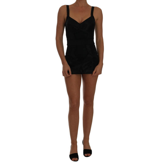 Romper Bodysuit Black Floral Stretch Dress - coffeewithmee2