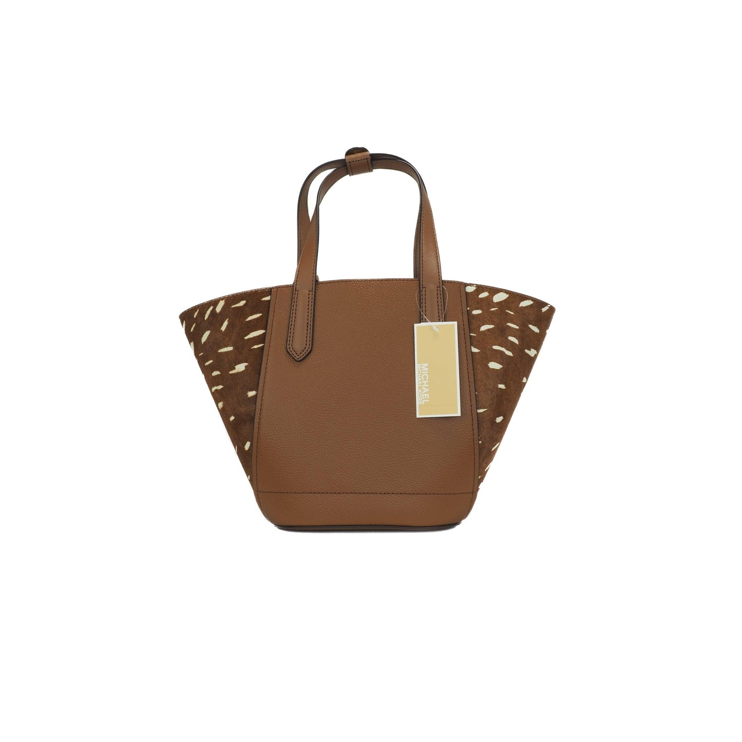Portia Small Pebbled Leather and Haircalf Tote Handbag (Brown Multi) - coffeewithmee2
