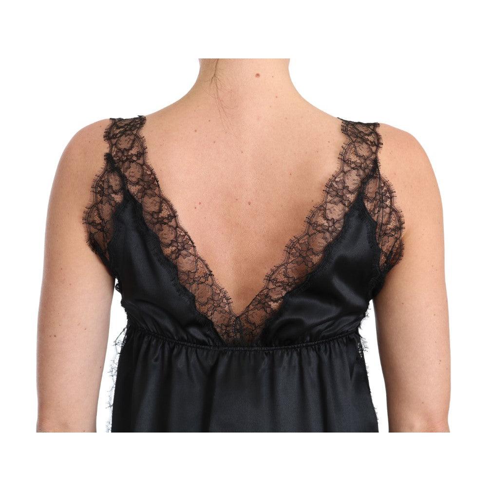 Lingerie Cami Black Lace Silk Stretch - coffeewithmee2