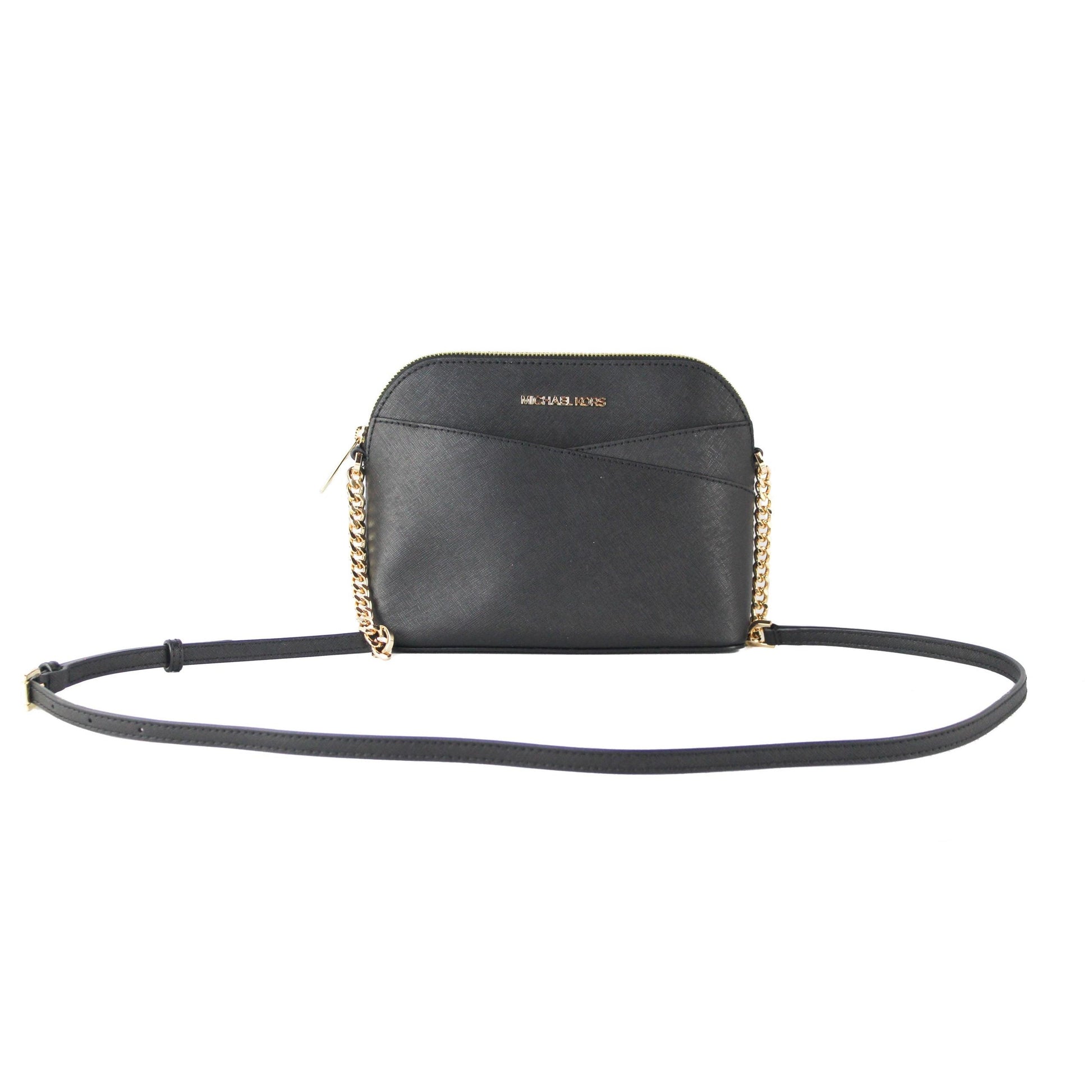 Jet Set Travel Medium Leather X Cross Dome Crossbody Handbag (Black Solid/Gold) - coffeewithmee2