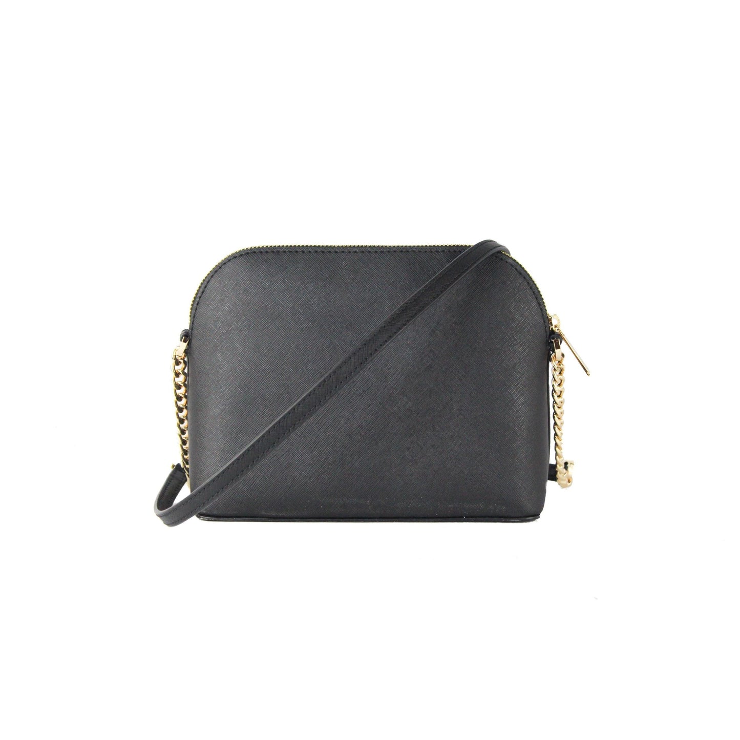 Jet Set Travel Medium Leather X Cross Dome Crossbody Handbag (Black Solid/Gold) - coffeewithmee2