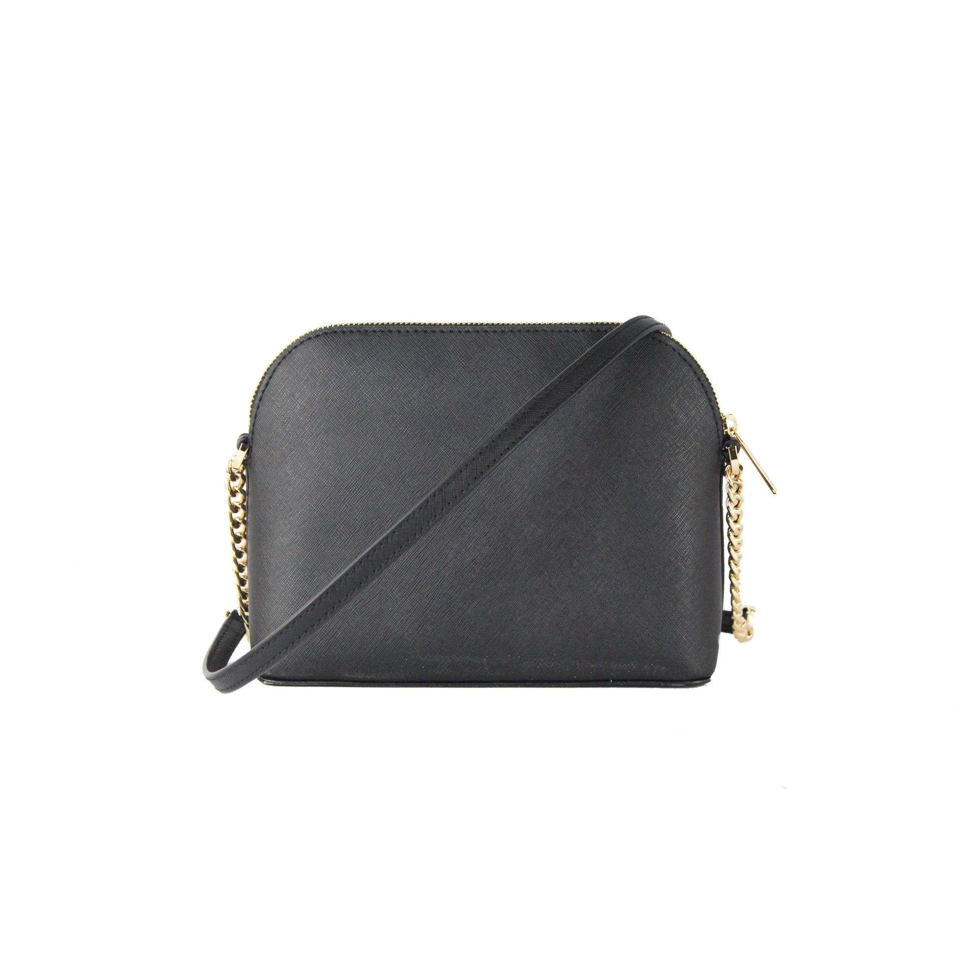 Jet Set Travel Medium Leather X Cross Dome Crossbody Handbag (Black Solid/Gold) - coffeewithmee2