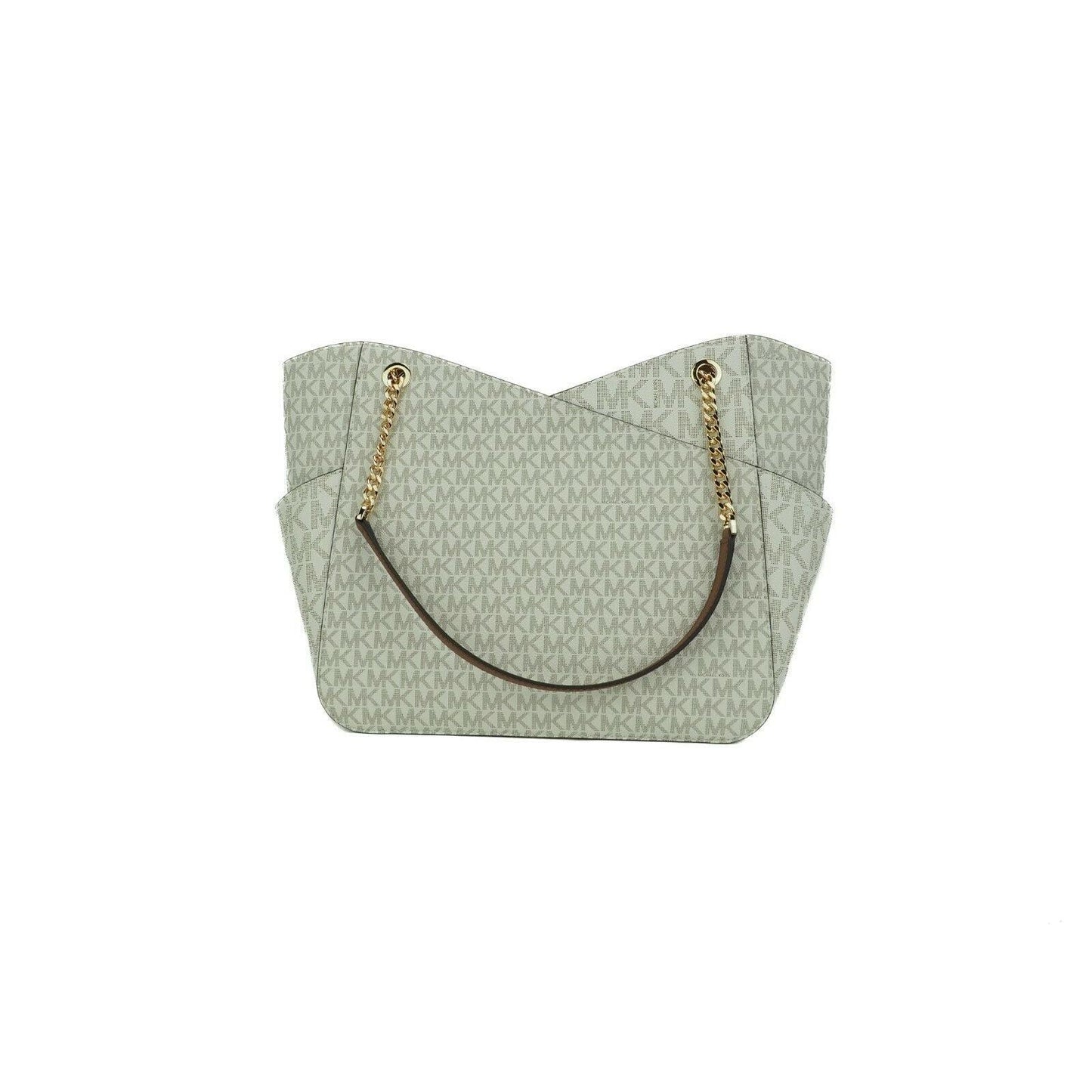 Jet Set Leather Large X Cross Chain Shoulder Tote Bag (Vanilla Signature) - coffeewithmee2