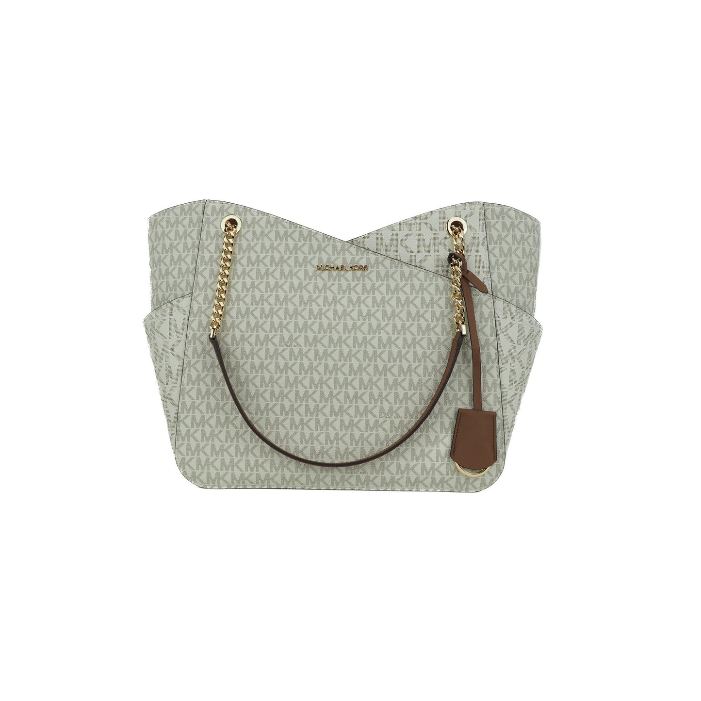 Jet Set Leather Large X Cross Chain Shoulder Tote Bag (Vanilla Signature) - coffeewithmee2
