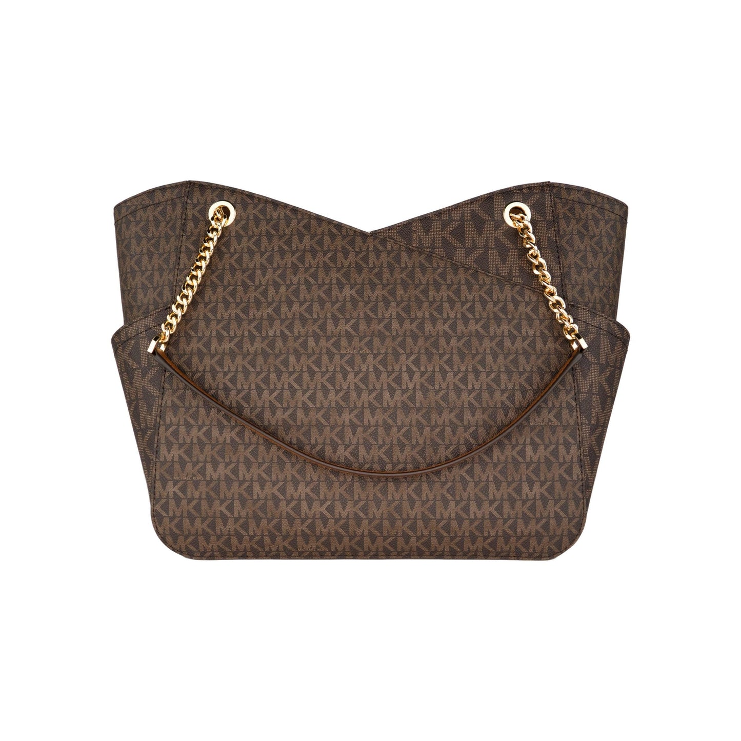 Jet Set Leather Large X Cross Chain Shoulder Tote Bag (Brown Signature) - coffeewithmee2